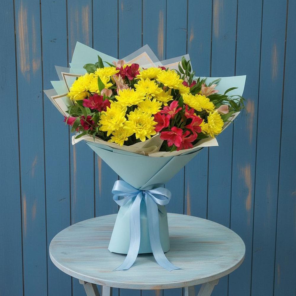 Букет цветов из: Альстромерии и Хризантемы в Ижевске