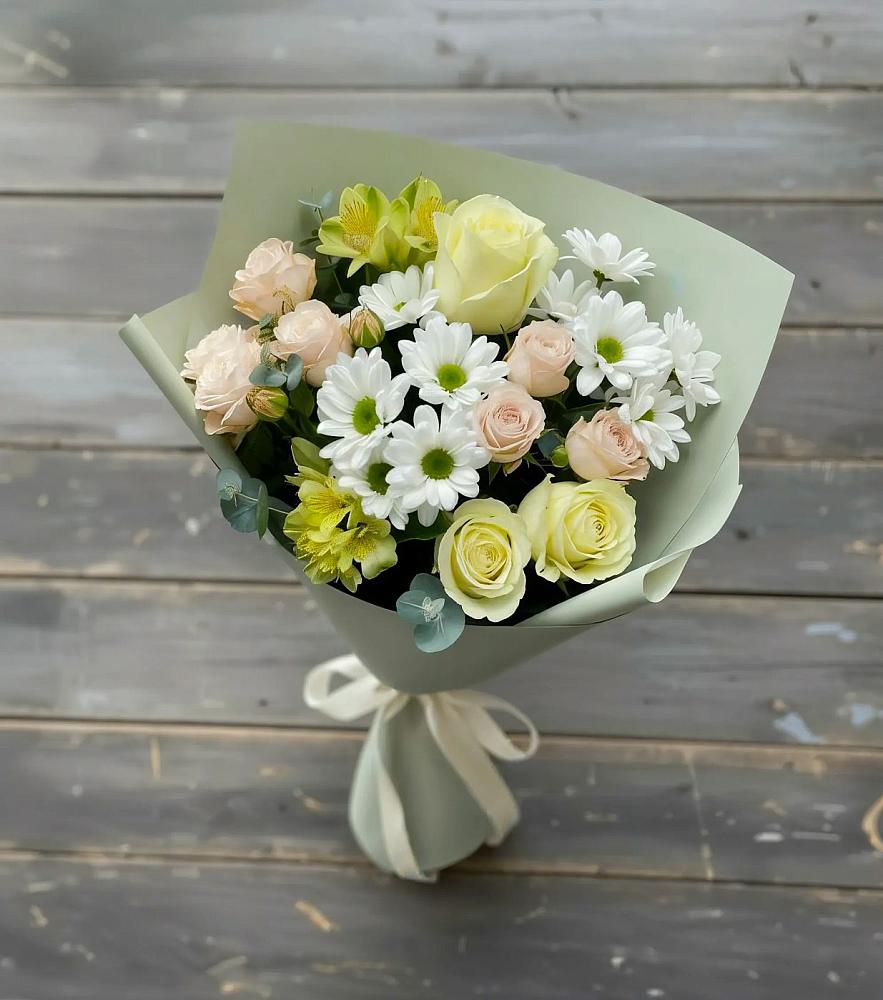 Букет цветов из: Альстромерии, Розы и Хризантемы в Ижевске