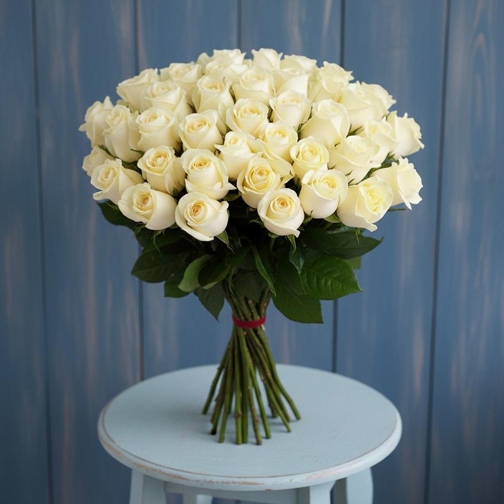 Букет 51 Белая роза Эдлесс Лав в Ижевске