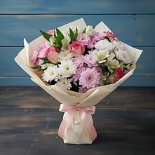 Букет цветов из:  Хризантемы, Альстромерии и Розы #REPLACE_PRED# Ижевске