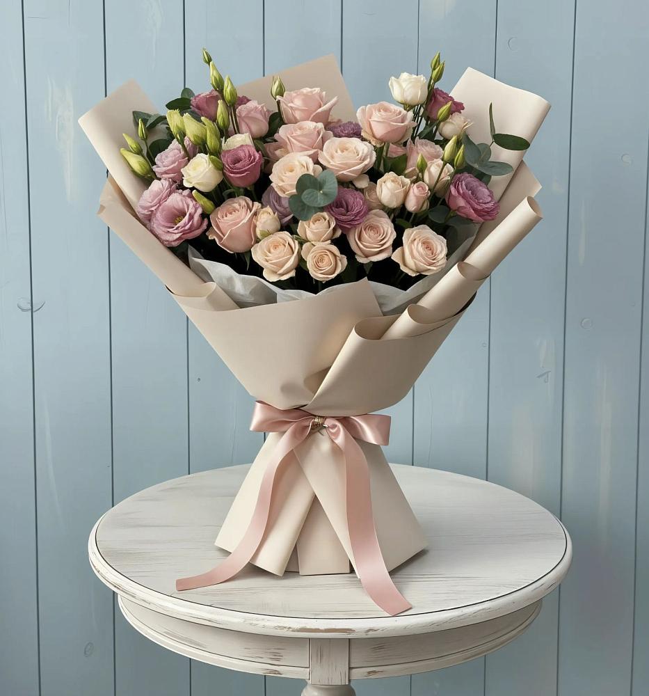 Букет цветов из: Розы и Лизиантусы в Ижевске