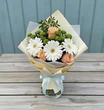 Букет цветов из:  Герберы, Розы и Хризантемы #REPLACE_PRED# Ижевске
