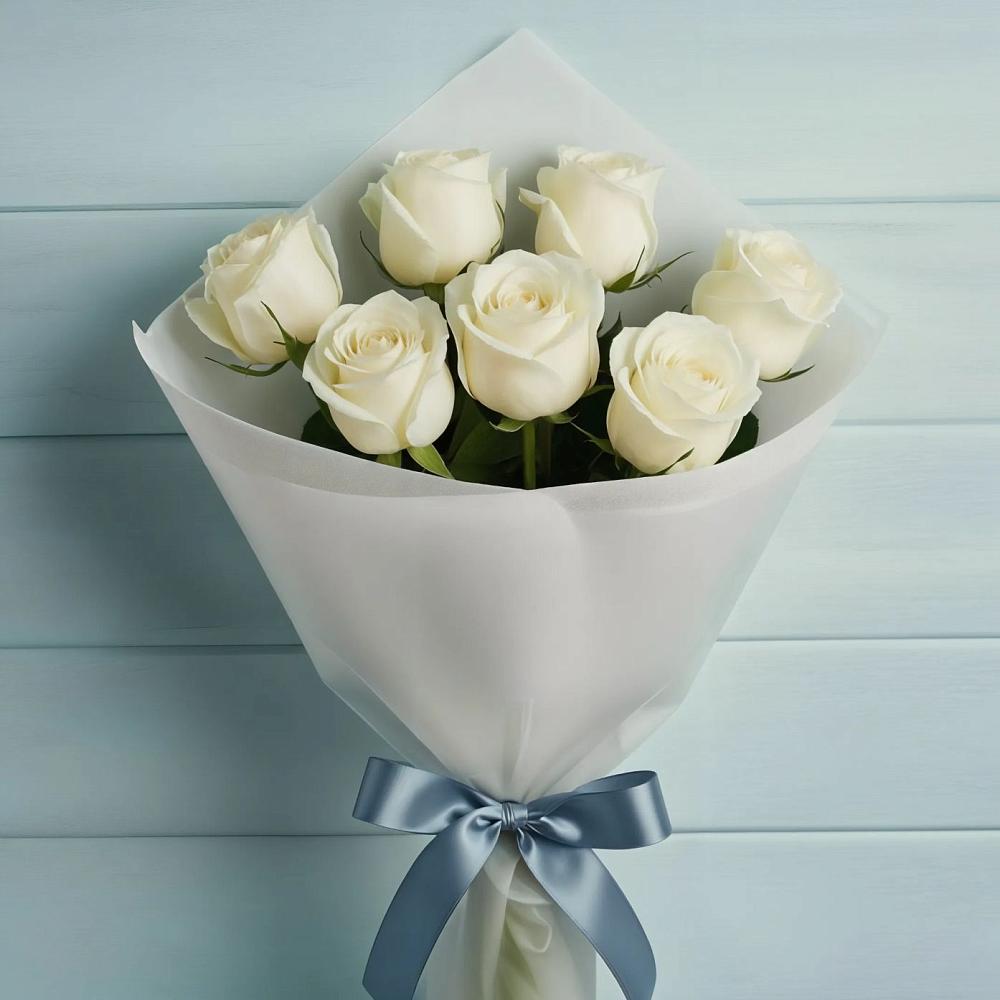 Букет 7 Белых роз Эдлесс Лав в Ижевске